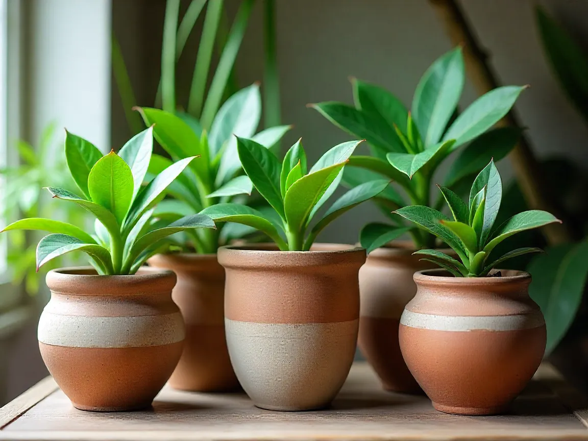 Colección especial con macetas elegantes y plantas exóticas seleccionadas